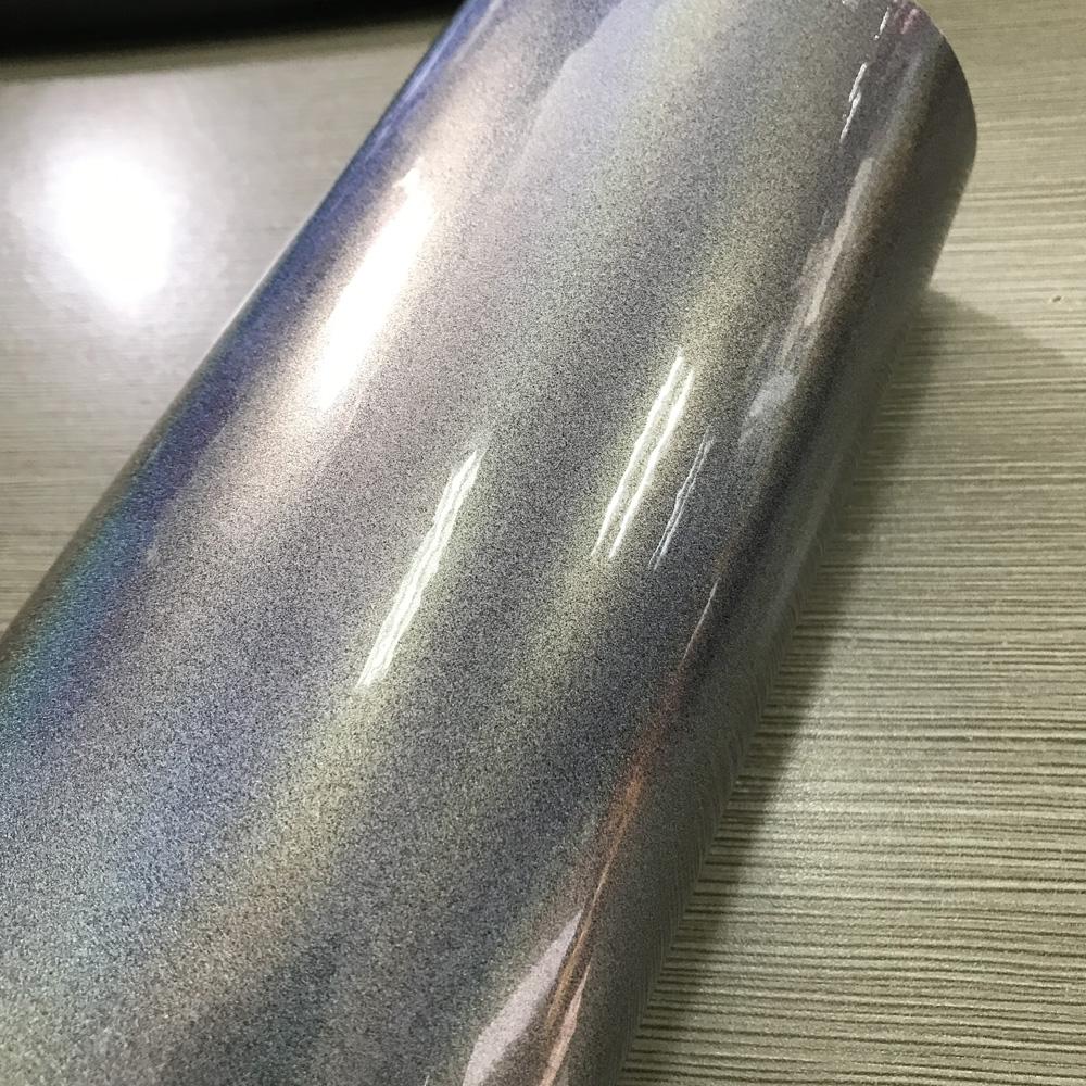 18m X 1.52m Holographic Rainbow Laser Silver Vinyl Wrap Roll Decals for Car Whole Body Wrapping, Car Styling Sticker Glossy Film