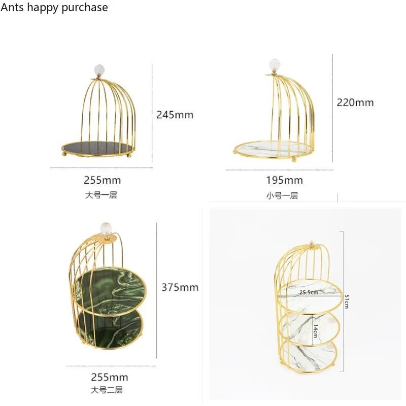 Three-tier Fruit Tray Marbling Metal Cake Stand Afternoon Tea Decorative Dessert Shelf Multi-layer Glass Plate Snack Display