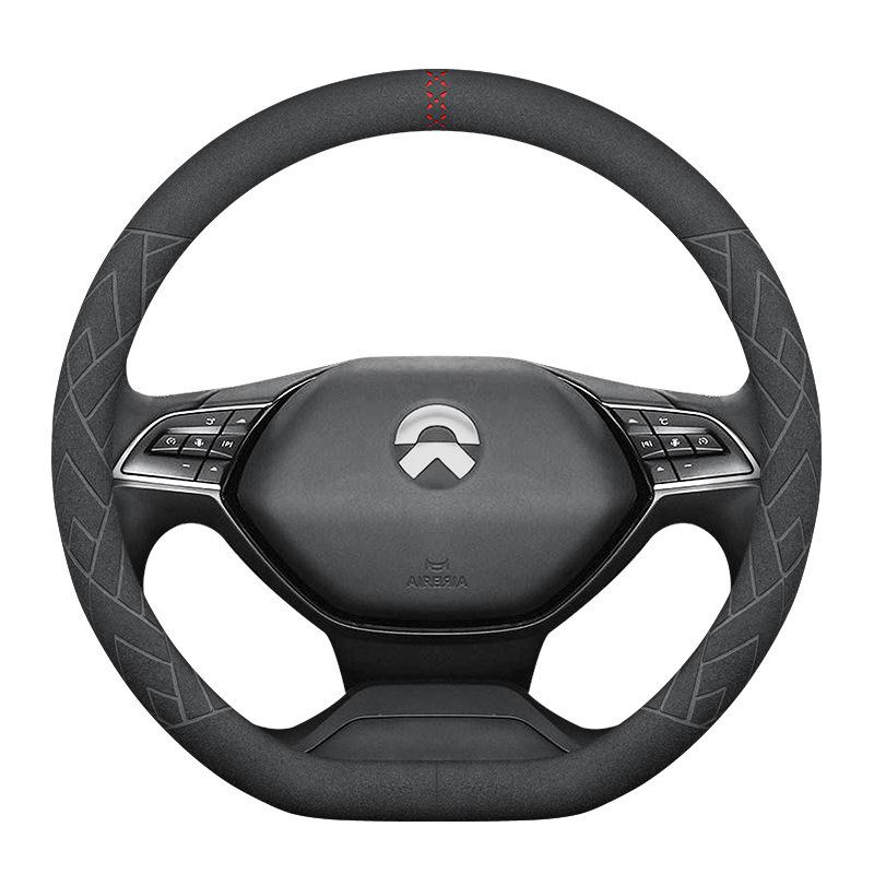 NIO EC6/ES6/ES8/ET7 Steering Wheel Cover: Genuine Leather & Suede Carbon Fiber