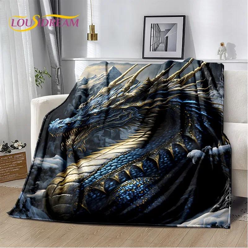 Chinese Style Dreamy Dragon Cartoon Blanket,Soft Throw Blanket for Home Bedroom Bed Sofa Picnic Travel Office Cover Child Gift