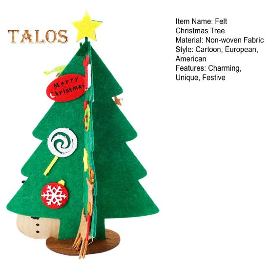 Felt Christmas Tree Mini Xmas Desktop Figurine DIY Tree Set with Santa Snowflake Cane Accessories for Toddlers