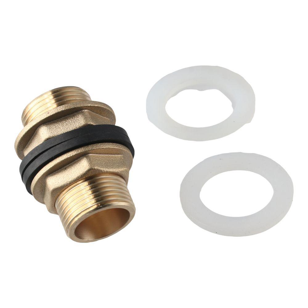 Brass Bulkhead Fitting G1/2 G3/4 G1 Male Hose Fitting Tube Adaptor  Water Tanks, Brass, Gold Tone