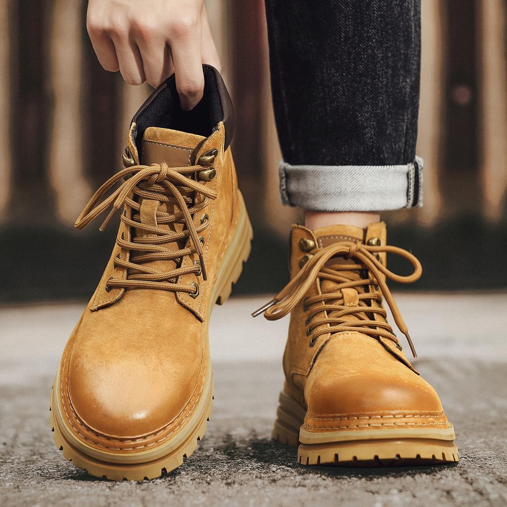 Модные мужские ботинки на шнуровке, кожаные мужские ботинки, высокие модные мотоциклетные кожаные ботинки, удобные мужские ботинки для активного отдыха