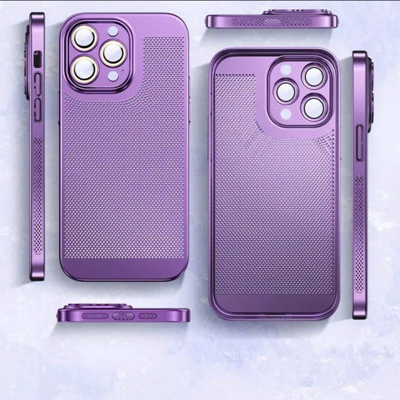 Подходит для iPhone 15 Чехол для мобильного телефона с гальваническим покрытием, летний дышащий сетчатый чехол для рассеивания тепла 16 Apple 14 Полный комплект Жесткий чехол для ПК