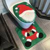 Santa Toilet Seat Cover Set 2PC, Christmas Bathroom Decor Santa On The Toilet Seat Cover and Mat for Xmas
