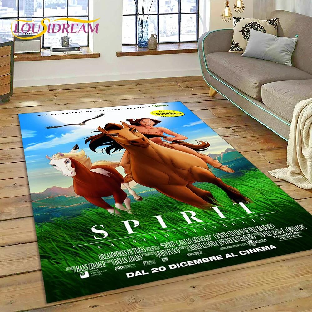 Ковер Spirit Riding Free с мультяшными лошадьми, ковер для гостиной, спальни, домашний декор, нескользящее украшение для дивана, коврик для двери, подарок для девочки