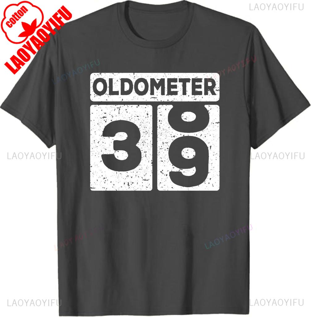 Oldometer 39 Подарок на День Рождения Винтажная Футболка на 39-й День Рождения Мужчины Женщины Хлопковая Футболка Графические Футболки Летняя Футболка с Коротким Рукавом Классика