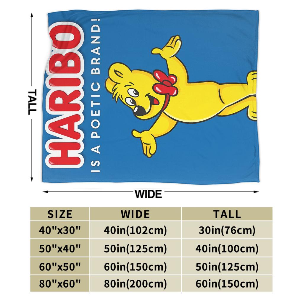 Haribo Bear Candy Flannel Blanket Winter  Soft Durable Throw Blanket for Students Couch Bed Novelty Bedspread Sofa Bed Cover
