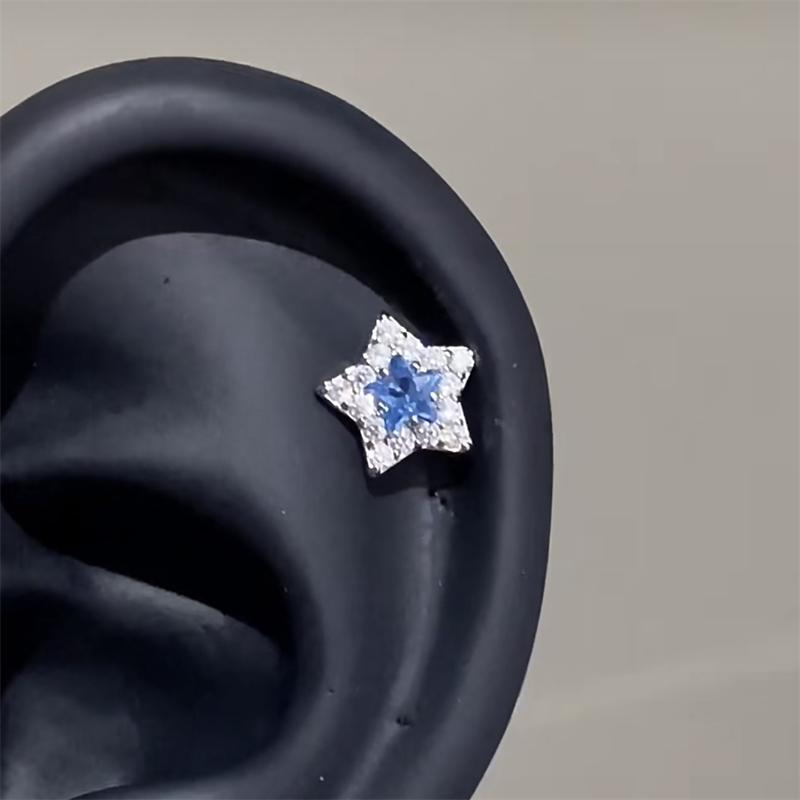 1pcs Quality Shiny Cross Zircon 316L Stainless Steel Ear Bone Nail Silver Earring for Women Cochlear Accessories