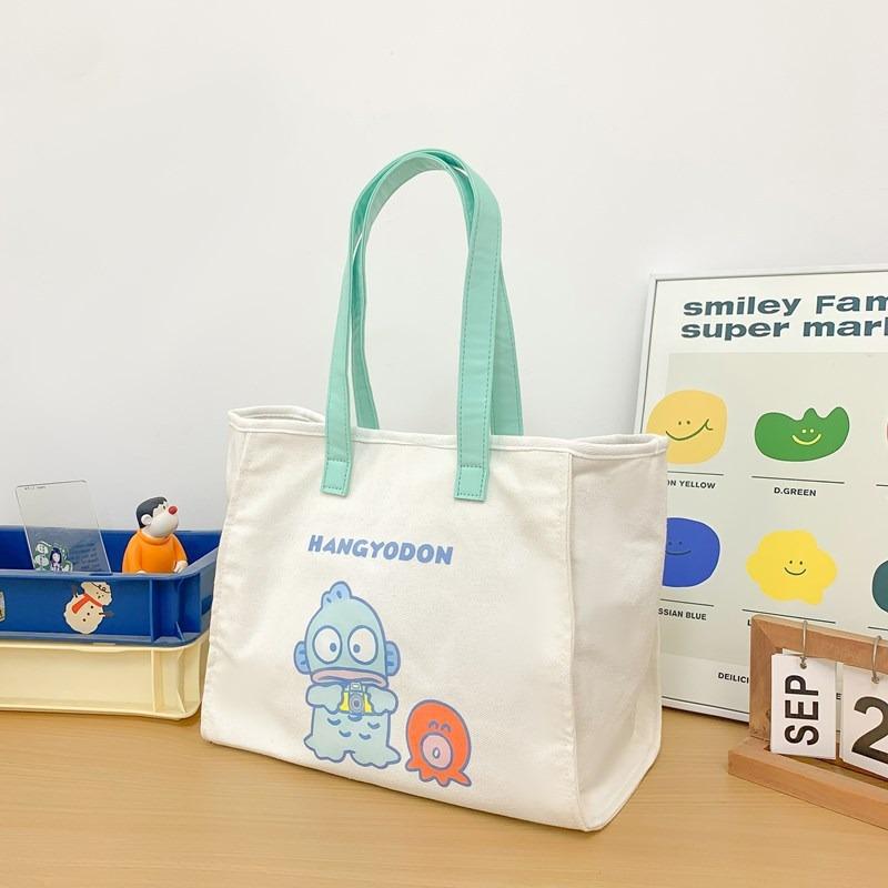 Новая милая холщовая сумка-тоут в мультяшном стиле, большая вместительная сумка через плечо для женщин, для офисных работников и для поездок на работу