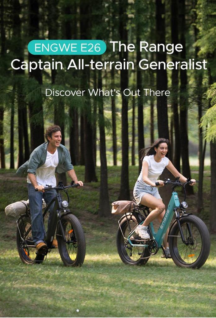 ENGWE E26 Electric Bike 26" Thick Tire 250W Motor 48V16AH Battery Max Range 140km