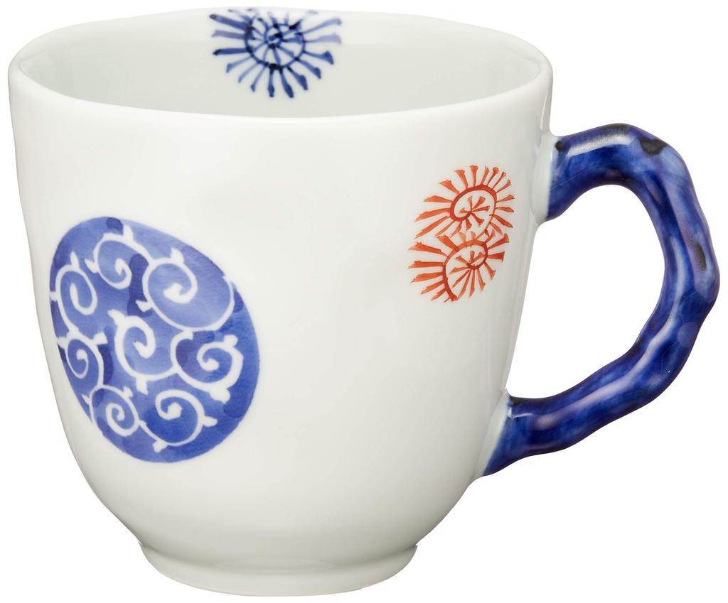 Arita Ware Mug with Round Pattern Arabesque (blue)