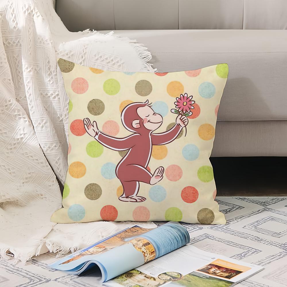 Cartoon Cute C-Curious G-George Pillow Case Office Cushions Suitable For Sofa Car Bedroom Decorative Cushion Cover