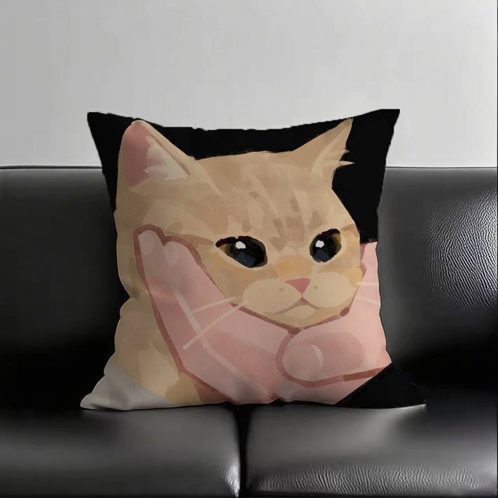 1pc Cute Cat Pillow Case Square Bedroom Sofa Leisure Comfort Cushion Car Living Room Home Decoration