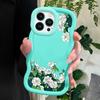White Flowers Pattern Phone Cover for iPhone 11 12 13 14 15 Pro Max 6 6S 7 8 Plus Xs Wave Edge Shockproof Protective Rubber Case