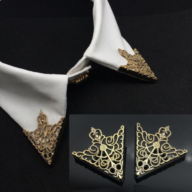 Korean Retro Brooch Hollow Triangle Shield Collar Buckle Collar Pin Ladies Shirt Collar Collar Corner Clothing Accessories