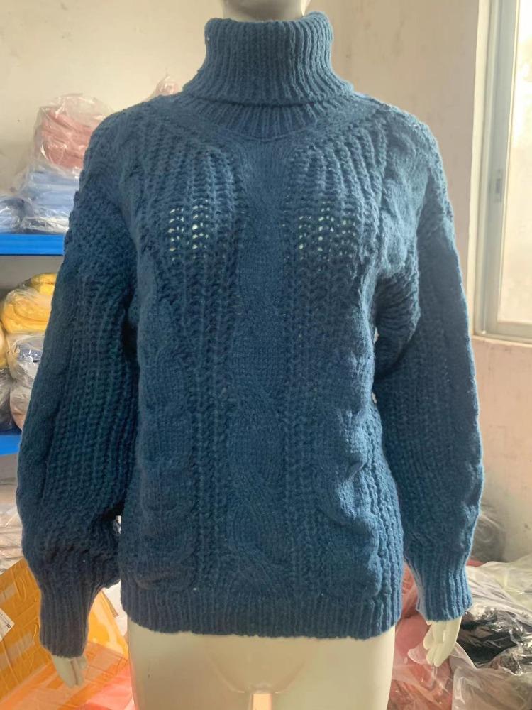 Осенне-зимний женский вязаный топ однотонного цвета с высоким воротником, роскошный, свободного кроя, стройнящий и универсальный