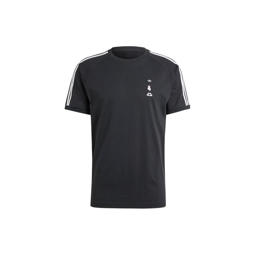 Adidas Originals X Микки Маус с вышитым логотипом и принтом в три полоски, спортивная футболка с круглым вырезом, винтажная футболка с короткими рукавами, мужские топы, черный IY2272