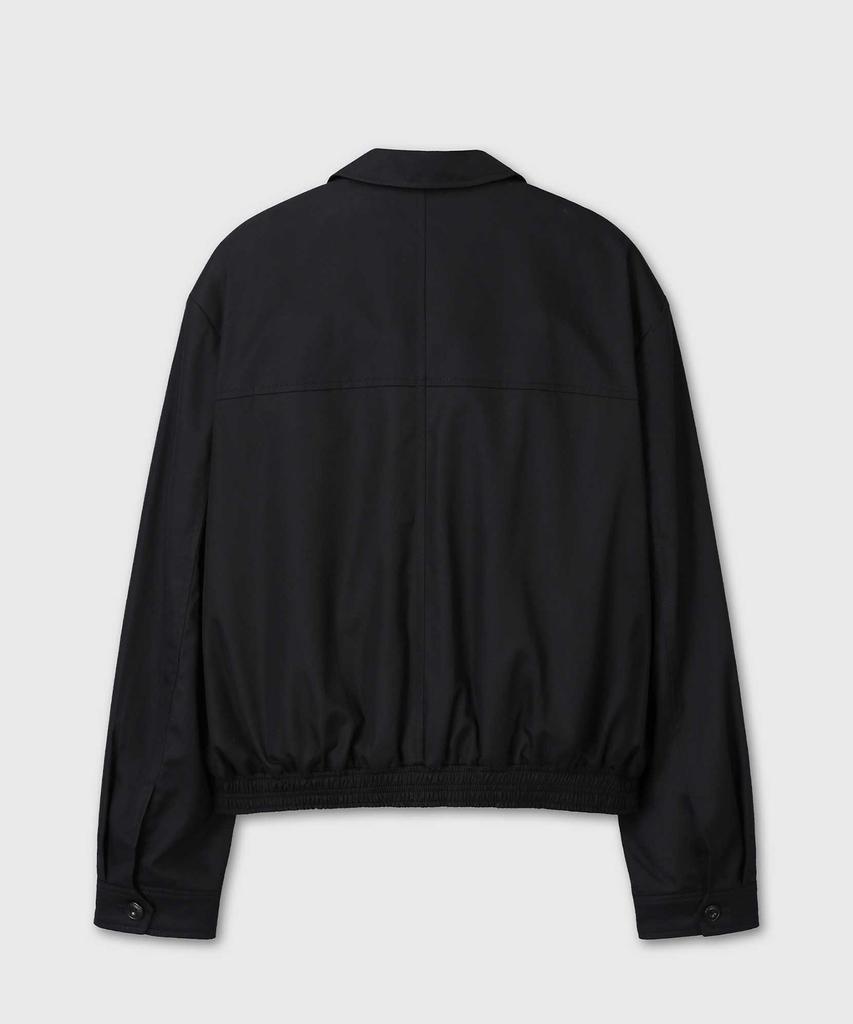 Vern Banded Crop Cotton Blouson (Black)