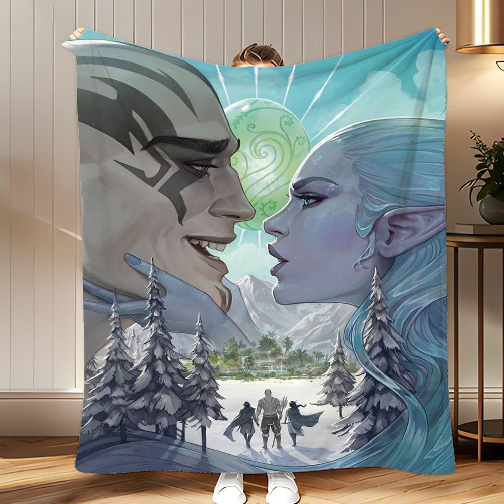 animated The Legend of Vox Machina Throw Soft Coral Fleece Blanket 310gsm Fluffy Warm Throw for Sofa Bed Couch Bedroom Decor