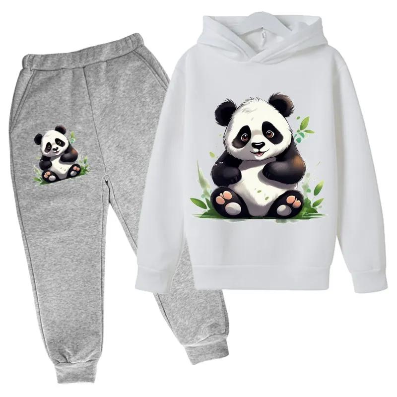 Панда Туан Юань с рисунком из мультфильма для мальчиков и девочек, модный спортивный свитер для отдыха, комплект с капюшоном, рождественский подарок, весенне-осенний сезон