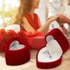 Fashionable Romance Flocking Heart Shaped Jewelry Presentation Case Convenient for Engagement Keepsakes Daily Use