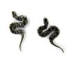 Les Trésors De Lily [L5671] - Серьги «Змеи» черные серебряные (родиевое покрытие) - 13х6 мм