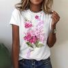 Красочная цветочная женская модная повседневная футболка с круглым вырезом и короткими рукавами с 3D-цифровой печатью