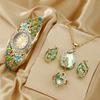 Retro Flower Butterfly Watch Quartz Movement Floral Watch Set  Evening Party