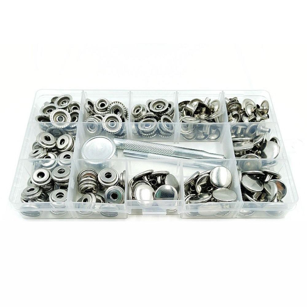 200Pcs Boxed Snaps Buttons Set Double Cap Leather Punch Pliers Durable Snap Fastener Kit DIY Craft