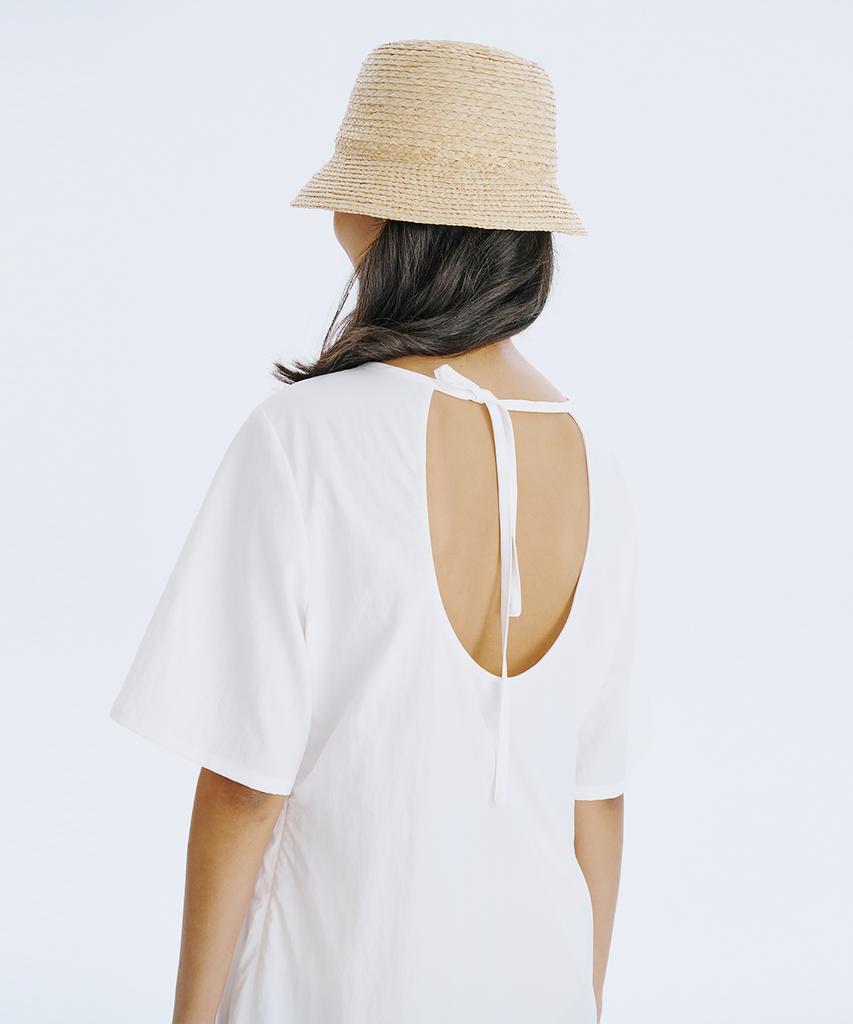 Bundercammer Bare Back Shirring Dress_White