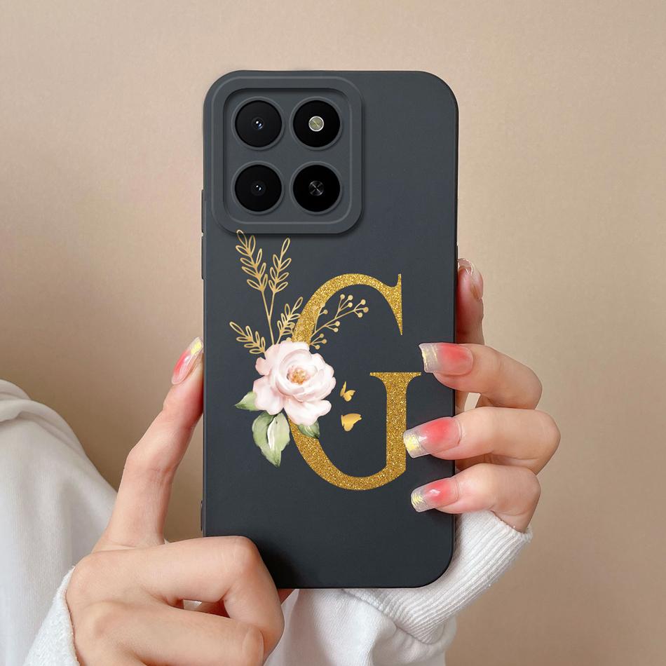 Для Honor X5B Plus X5 Чехол Простая Буква Имени Мягкий Гладкий Жидкий Силикон Ударопрочная Задняя Крышка Телефона Для Honor X 5 X5bPlus Capa