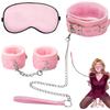 Sexyhot SM Restraint Set with and Eye Training Metal Unisex 3-Piece Collar, Lead, Handcuffs, Mask, Collar, Chain, Painless, (Pink)