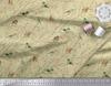 Beige Poly Crepe Fabric Leaves & Flowerpecker Bird Fabric Prints By Metre 42 Inch