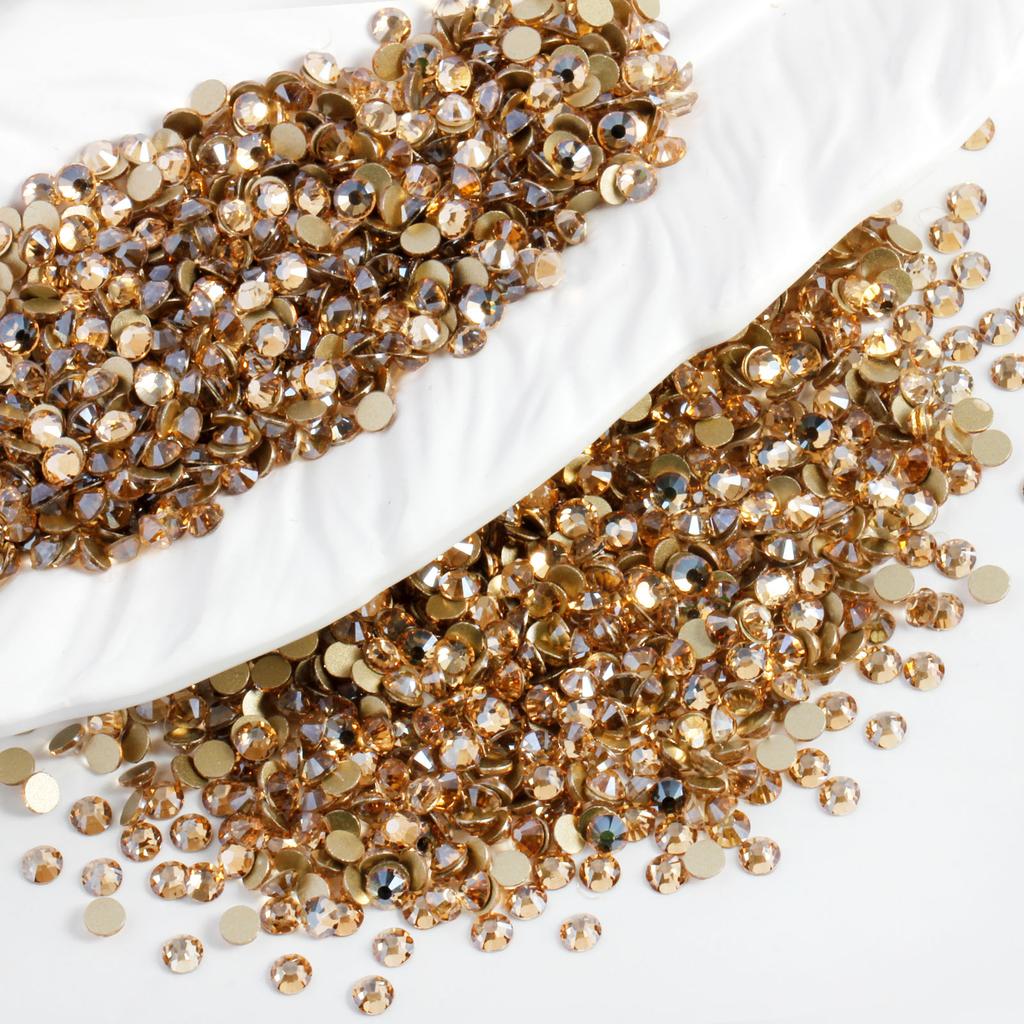 Flatback Loose Rhinestones Glass Glue on Eco-Friendly 12 Facets Bulk 1440pcs for Nail Art