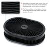 12"x2" Oval Air Cleaner Filter Assembly 5-1/8" Carb Neck w/ Flow-Thru Lid High Flow Chrome for GMC Chevy Ford Chryler Dodge