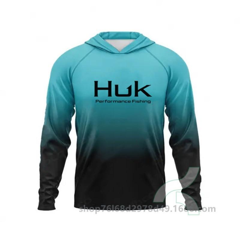 Mens UPF 50 Quick-Dry Fishing Hoodie Long Sleeve Sun Protection Shirt Sea Outdoor Activities