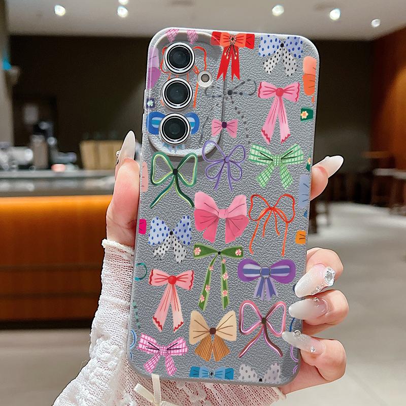 Чехол с принтом разноцветных бантиков для Samsung S26 Ultra S25 A18 S24 S23 S22 S21 FE A15 A16 A17 A35 A36 A37 A54 A55 A56 A57 Силиконовый чехол с текстурой кожи