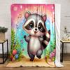 Dancing Raccoon In a Rainbow Garden Print Blanket Soft and Cozy Perfect for the Living Room Bed Sofa or a Nap,gift