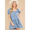 New Spring and Summer Casual Loose Cake Short-sleeved Denim Dress