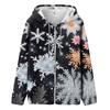 Женская модная повседневная рождественская печатная толстовка на осень и зиму с длинным рукавом и карманом, кардиган, куртка с капюшоном на молнии, пальто