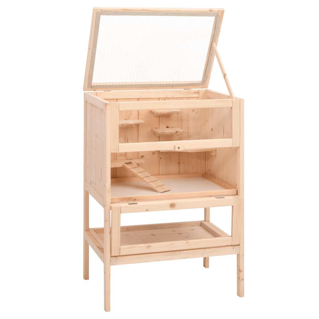 Hamster Cage 55 x 40 x 80 cm Solid Pine Wood