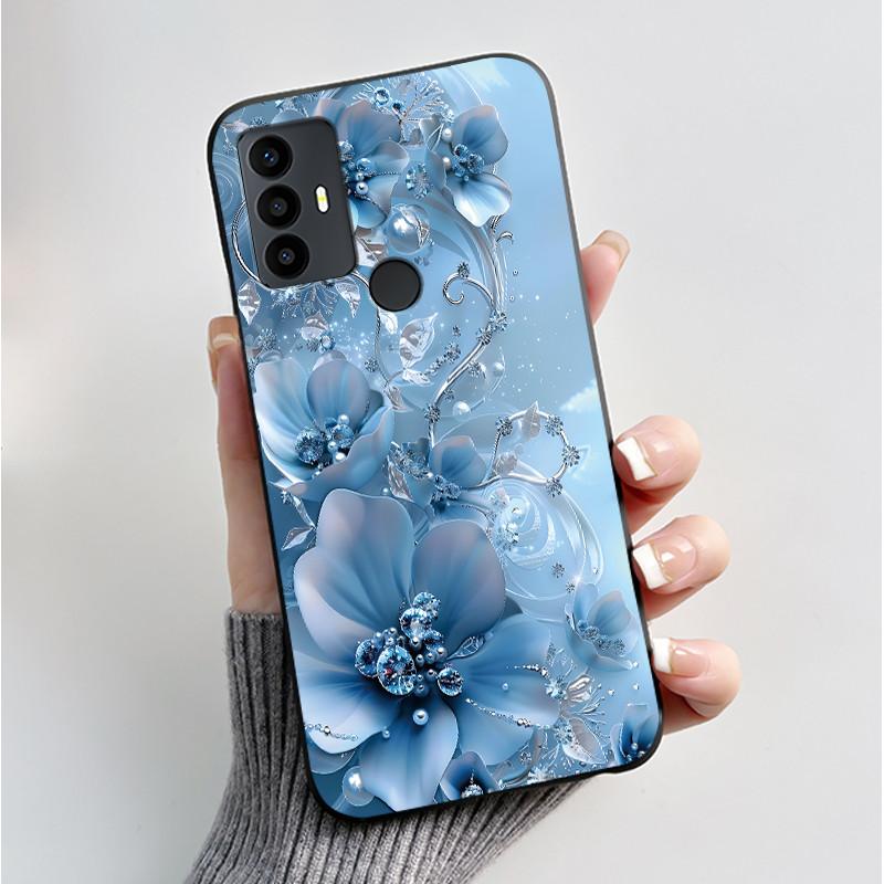 Для TCL 30 SE 30E 306 305 Чехол 6165D 6102H 6102A 6102D Чехол для телефона Модный Черный Мягкий Силиконовый Корпус Бампер с Бабочками и Цветами