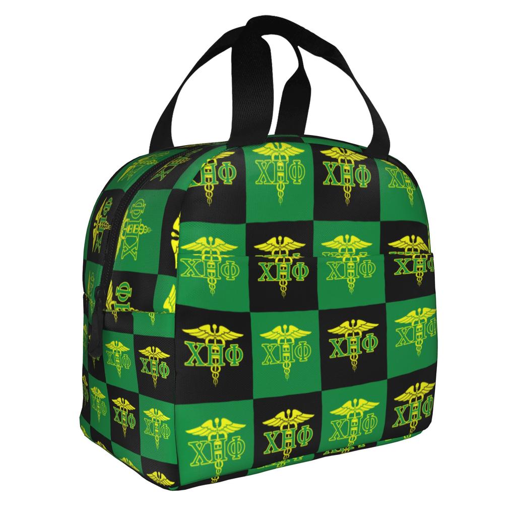 CHI ETA PHI Sorority Nurse 1932 Insulated Lunch Bags for Green and Yellow Resuable Cooler Thermal Bento Box Work School Travel