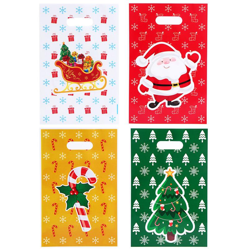 50 шт./100 шт. Рождественское украшение для дома Мультяшный принт Пакеты для вечеринки для печенья, конфет Упаковка для подарков Жемчужная пленка Праздничный Случайный