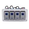4 Gang Rocker Switch Panel 5Pin ON OFF SPST Blue Backlight Pre Wired Aluminum Alloy for Cars RVs Buses Trailers UTV