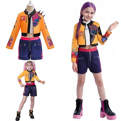 Девочки K-POP Вечеринка Ролевая Игра Нарядная Куртка Дети Руми Косплей Костюм Детский Сценический Выступление Охотники Хэллоуин Наряд