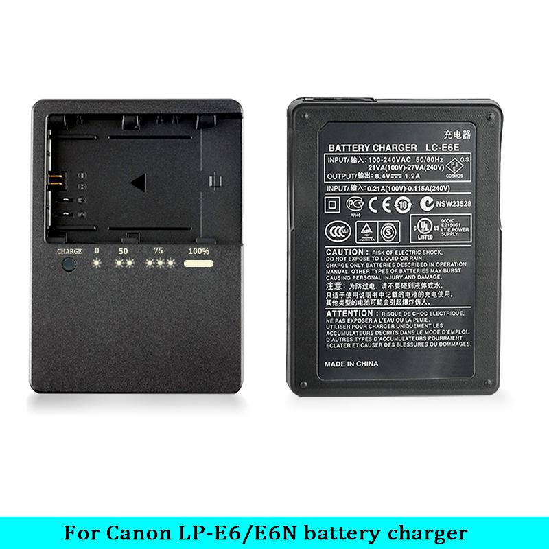 LC-E6E LC-E6 Charger For Canon LP-E6 LP-E6N LP-E6NH Battery EOS 70D 60D 5D Mark III 5D Mark IV 5DSR 6D MARK II 60D 80D 7D R5 R6