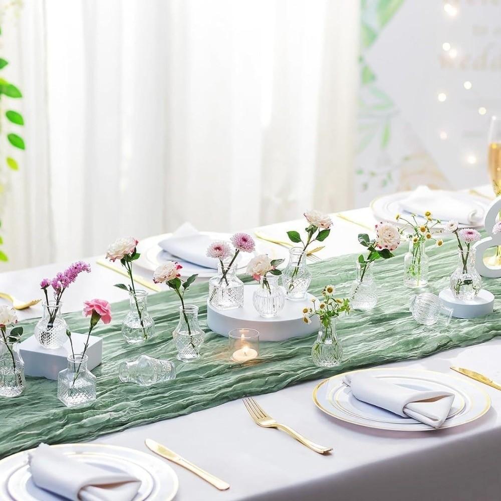 10 шт./комплект Ретро Рельефная Мини-Ваза из Стекла Кристально Чистая Ваза для Цветов Маленький Набор Ваз Настольное Украшение