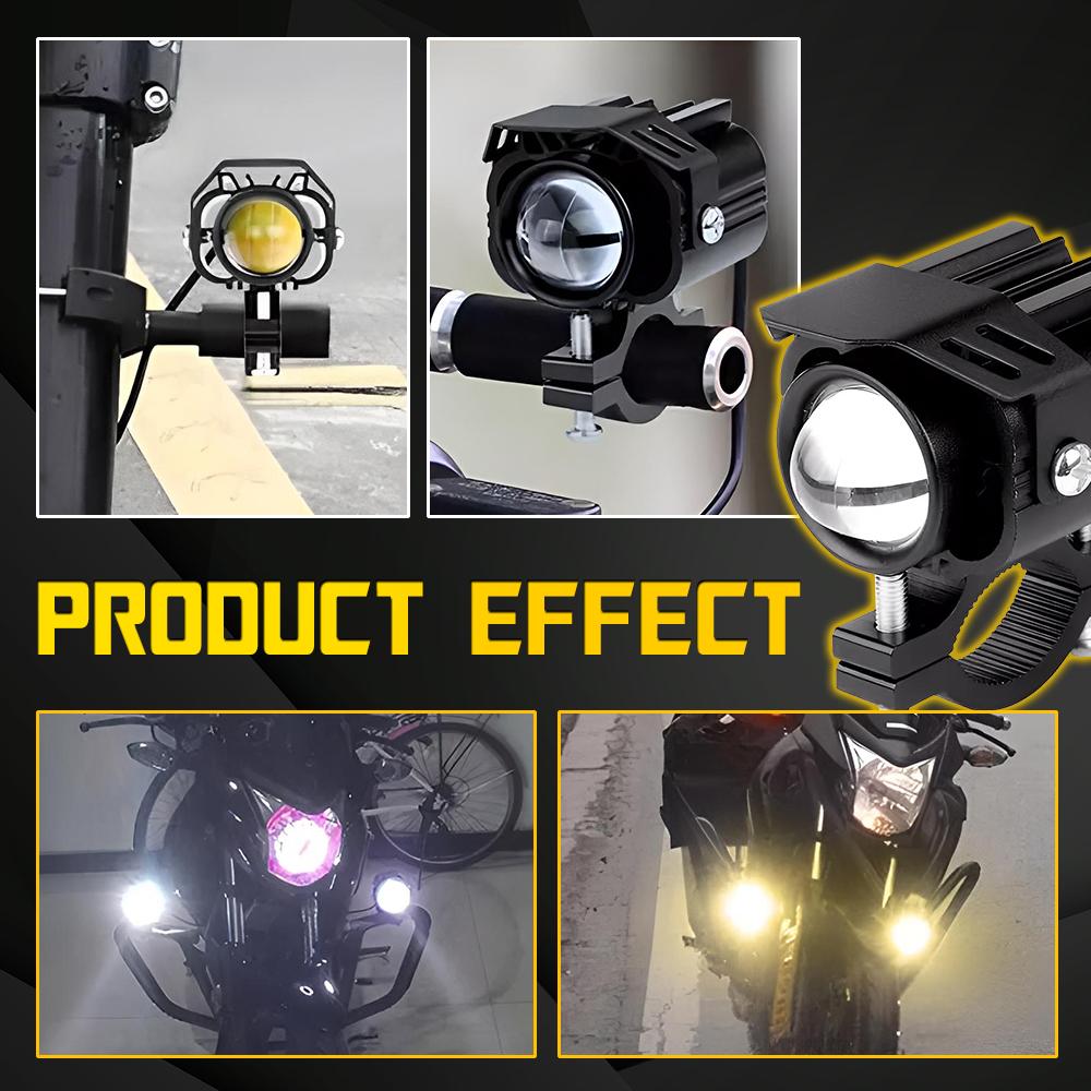 2Pcs Motorcycle Spotlights LED Yellow White Four Mode Strobe 12V Motorcycle Lamp Universal Moto Headlight Spotlights Accessories